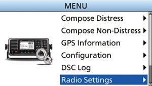 Pantalla de menú del Icom IC-M804